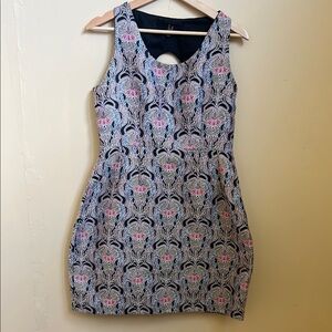 Anthropologie Pink and Blue Sheath Mini Dress